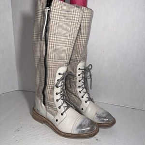 Woolrich Roadhouse Tall Boots Cream Gray Conductor Combat Boots Size 7 RARE $350
